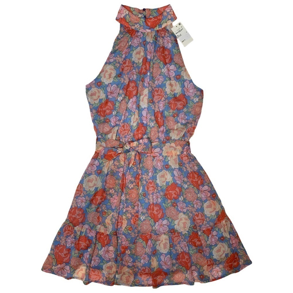 NEW Lush Floral Halter Neck Tie Waist Mini Dress